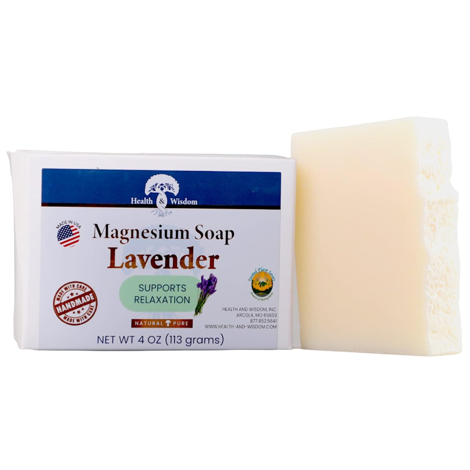 Health and Wisdom Magnesium Soap Bar - Lavender 4 | Made with Essential Oils | Hand and Body Soap | Pure Magnesium, Essential Oil and Aloe Vera | Moisturize Skin