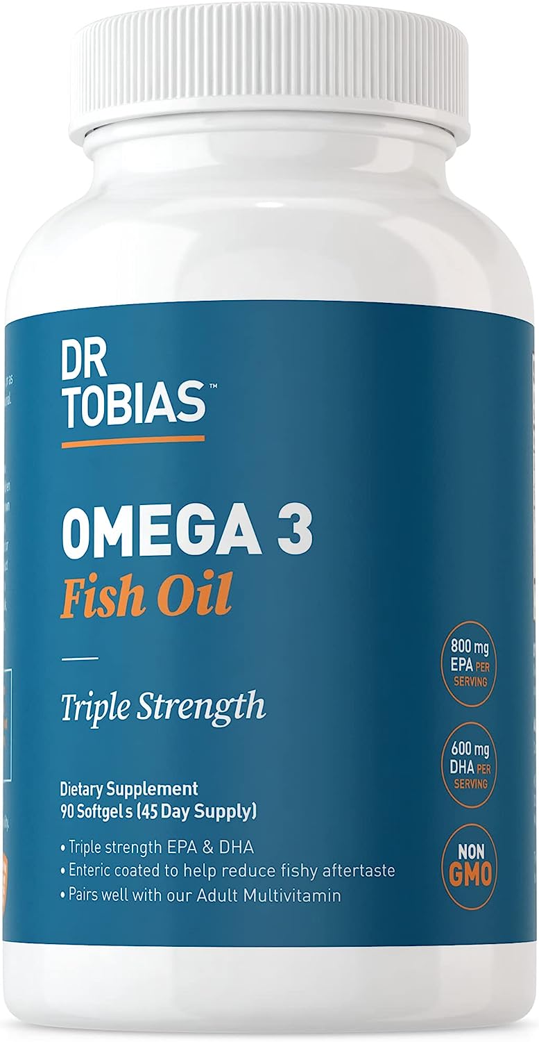 Dr. Tobias Omega 3 Fish Oil, 800 mg EPA 600 mg DHA Omega 3 Supplement for Heart, Brain & Immune Support, Absorbable Trip