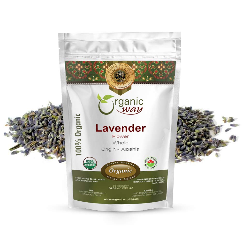 Organic Way Dried Lavender Flower Buds Whole (Lavandula) - European Wild-Harvest | Organic & Kosher Certified | Raw, Vegan, Non GMO & Gluten Free | USDA Certified | Origin - Albania (1LBS / 16Oz)