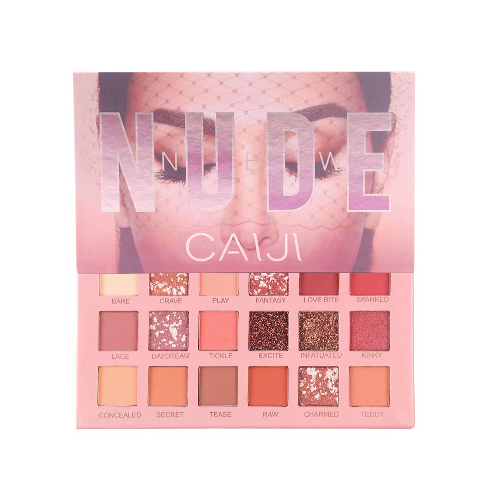 Sanmult CAIJI-NUDE18 Color Eyeshadow Palette Eyeshadow Pearl Matte Earth Color Desert Rose Fairy Eye Shadow Decoration Scattered Eyeshadow