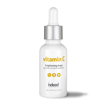 INDEED LABS Vitamin C Brightening Drops, Lightweight Facial Serum Encapsulated Form of Pure Ascorbic Acid, Aolcanic soil, and Hyaluronic Acid, Anti Aging Serum from Tamarind Seed Extract Reduces Fine lines, Wrinkles, and Hyperpigmentation, Improve th