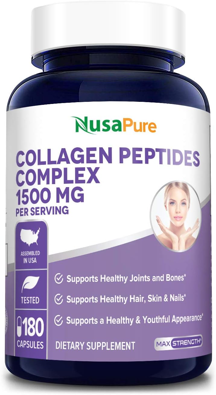 NusaPure Collagen Peptides Complex 1500mg 180caps (Non-GMO &