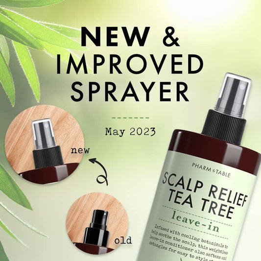 PHARM TO TABLE Scalp Relief Tea Tree Leave-In Conditioner, Relieve Itchy, Dry Scalp, Detangles Hair, 240ml/8  , 2-Pack