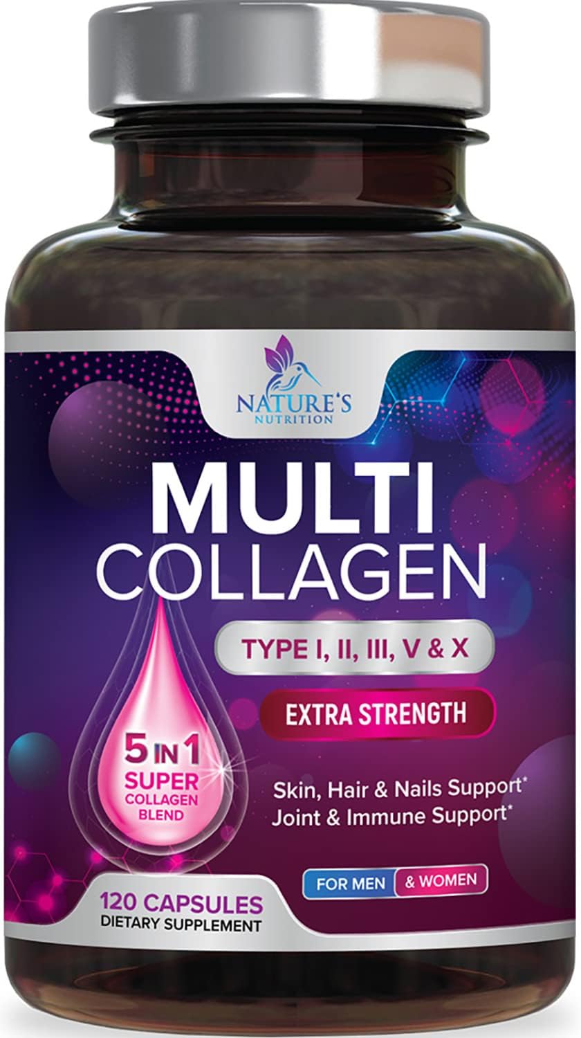 Collagen Peptides For Women & Men - Type I, Ii, Iii, V, X Multi Collagen Pills, Hydrolyzed Collagen Peptides Supplements, Nature'S Hair, Skin, Nail, And Joint Support Supplement, Non-Gmo