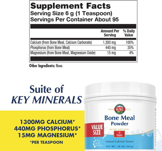 KAL Bone Meal Powder | Sterilized & Edible Supplement Rich in Calcium,
