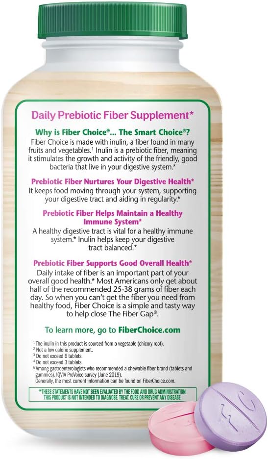 Fiber Choice Bone Health Daily Prebiotic Fiber Chewable Tablets with C