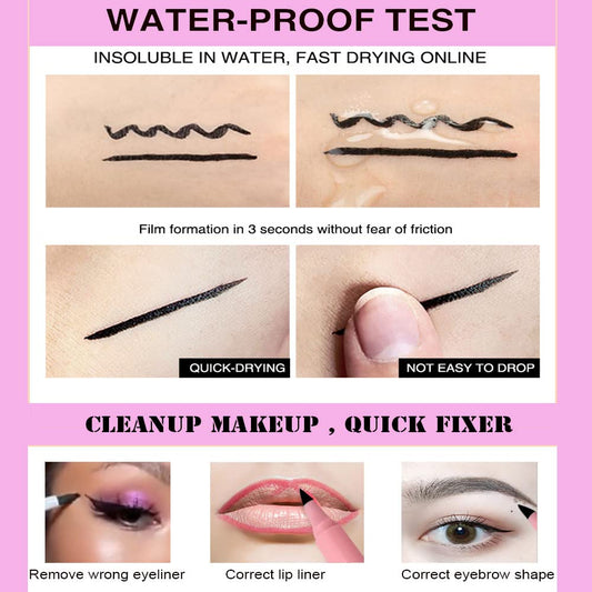 Newfacefure Eyeliner and Eraser Pen, 2in1 Felt Waterproof Soft Eye Liner with Erasable Makeup Cosmetic Corrector Cleansing Pen, Lip Liner Eyeb