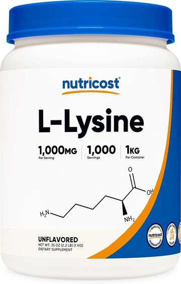 Nutricost L-Lysine Powder 1KG (2.2s) - Pure L-Lysine, Non-GMO, Gluten Free