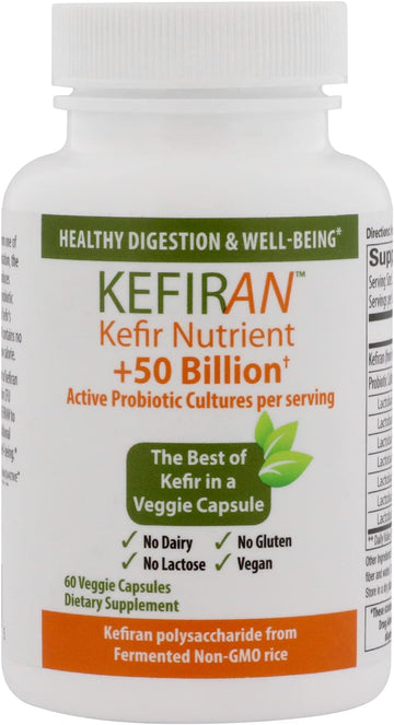 Lane Innovative - Kefiran, Vegetable Capsules, Kefir Nutrient + 50 Bil0.01 Ounces