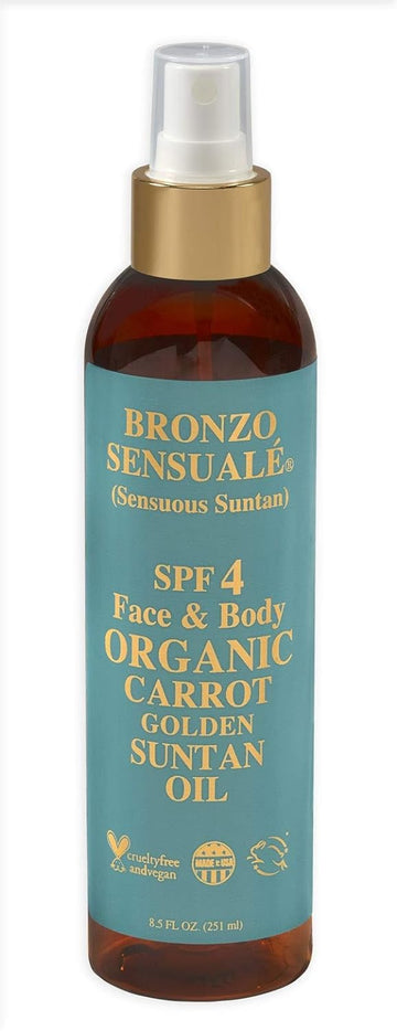 Bronzo Sensuale SPF 4 Sunscreen Deep Golden Tanning Organic Carrot Oil 8.5 s