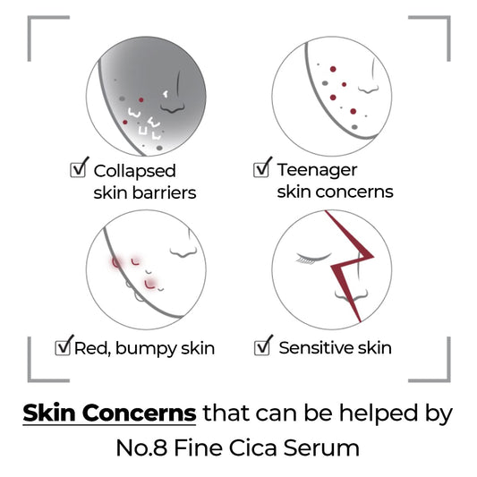 numbuzin No.8 Fine Cica Serum 1.69 / 50 | Calming Skin, Cica ingredients, for Sudden Breakouts, Protect Skin