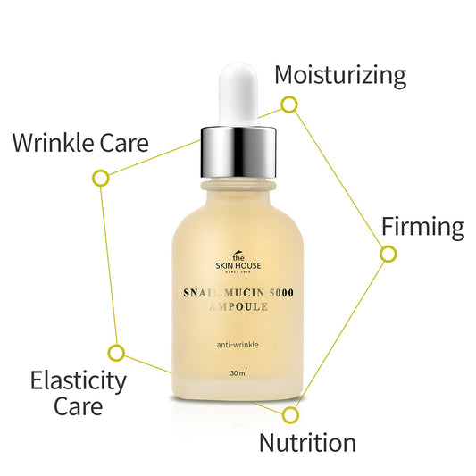 THE SKIN HOUSE Snail Mucin 5000 Ampoule, 1.01  , 30 - Wrinkle care, Nourishing, Moisturizing and replenishing ampoule Korean Skin Care