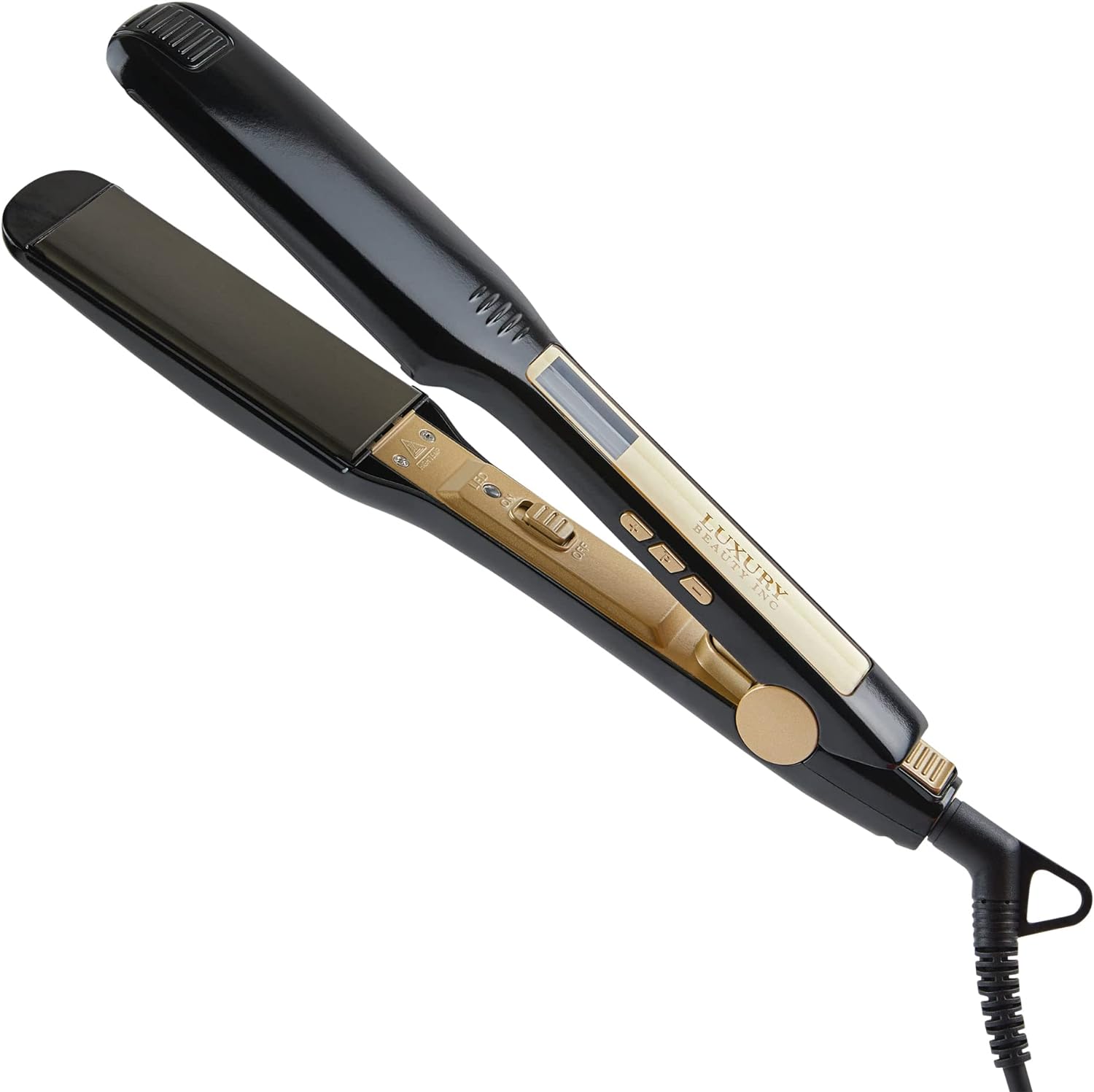 Titanium Professional Hair Straightening at Iron with Adjustable Temperature, Dual Voltage & Instant Heat Up - Even Heat Distribution for Curling & Frizz Free Shine Enhancing - LCD Digital Display