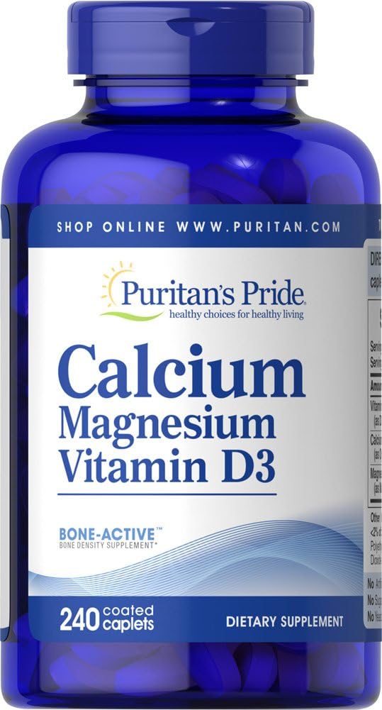 Puritan's Pride Calcium Magnesium with Vitamin D Helps Maintain Bone Strength, 240 Caplets