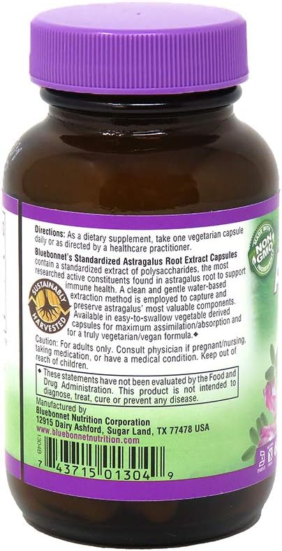 BlueBonnet Astragalus Root Extract Supplement, 60 Count