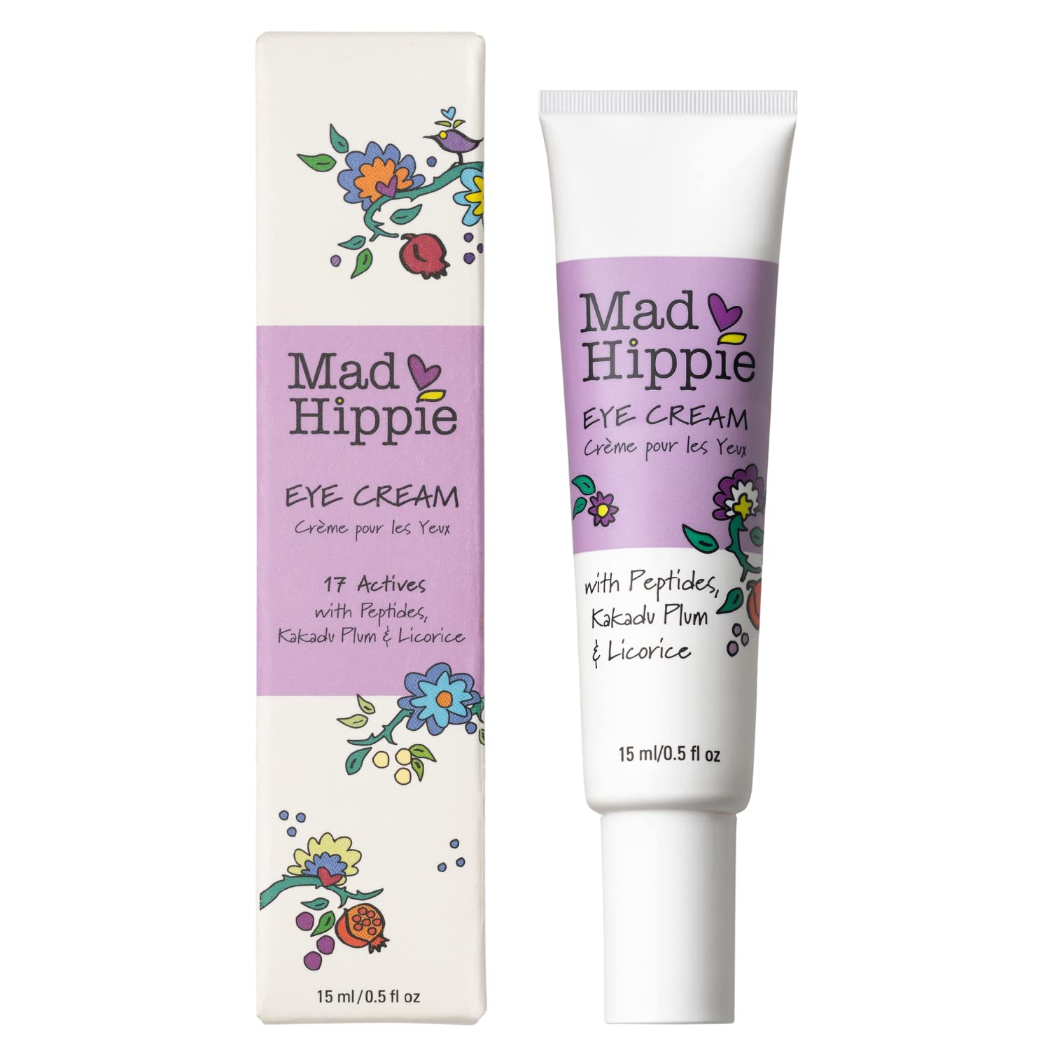 Mad Hippie Eye Cream - Anti-Aging Under Eye Cream for Dark Circles and Puffiness with Niacinamide, with Skin-Brightening Vitamin C, 0.5
