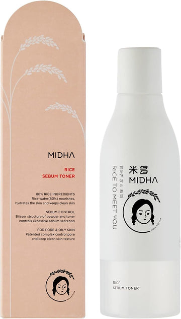 MIDHA Rice SEBUM Toner 200 - 80% Pure Rice bran Water Vegan Face Toner Astringent