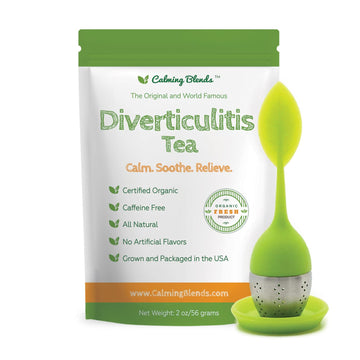 Calming Blends Diverticulitis Tea | Certified Organic, Caffeine Free | Includes Tea Strainer