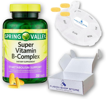 Super B Complex - Spring Valley 250 ct, Set with Fusion Shop Store Case Week (1) (Pack of 1)