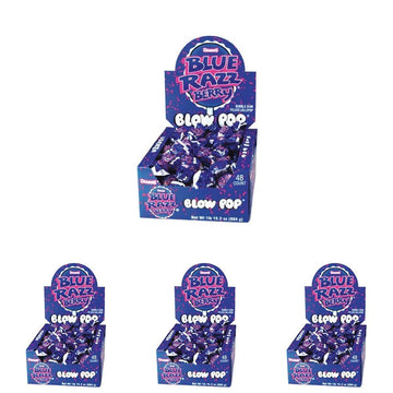 Charms Blow Pops Blue Razz Berry Flavor, 48 Count (Pack of 4)