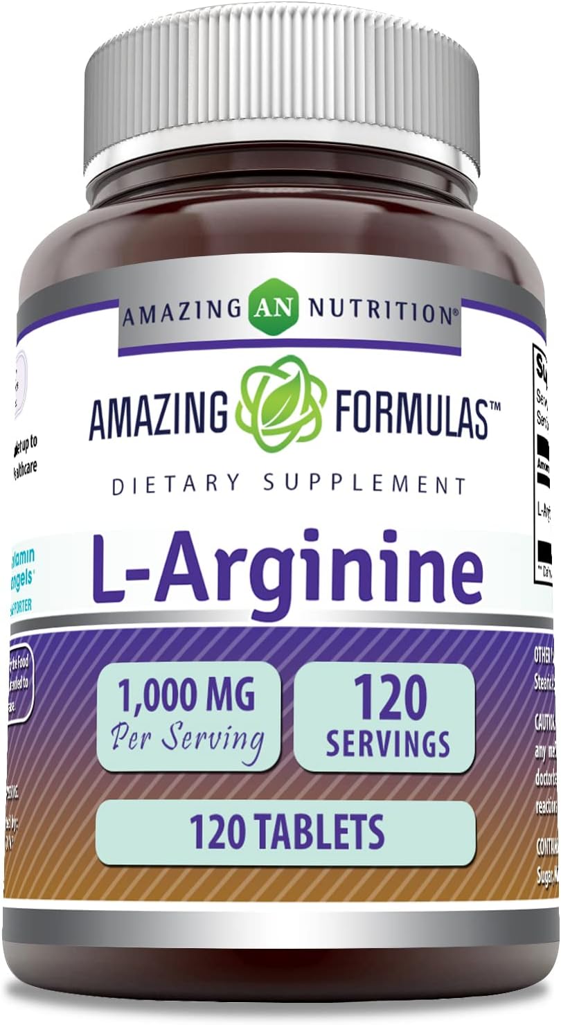 Amazing Formulas L-Arginine 1000mg 120 Tablets Supplement | Best Amino