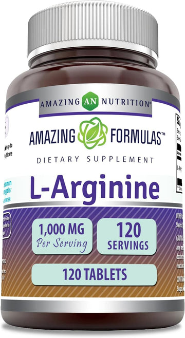 Amazing Formulas L-Arginine 1000mg 120 Tablets Supplement | Best Amino