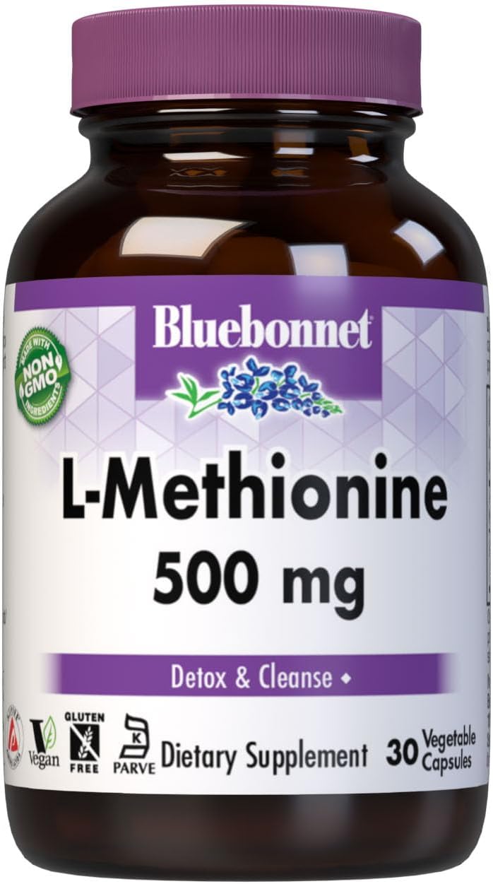 Bluebonnet L-methionine 500 Mg Vitamin Capsules, 30Count