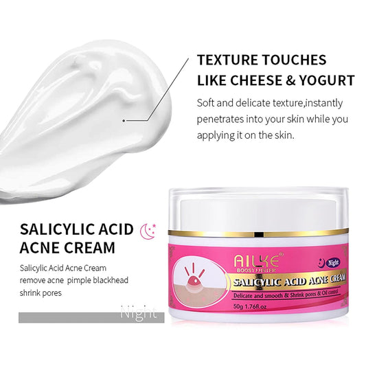 AILKE BOOST LUSTER Salicylic Acid Acne Spot Removal Cream, Effectively Defeats Acne-Prone Skin, Refreshing, Oil Control, Prevent Breakouts, Pimples & Blackheads Remove Face Cream 1.76