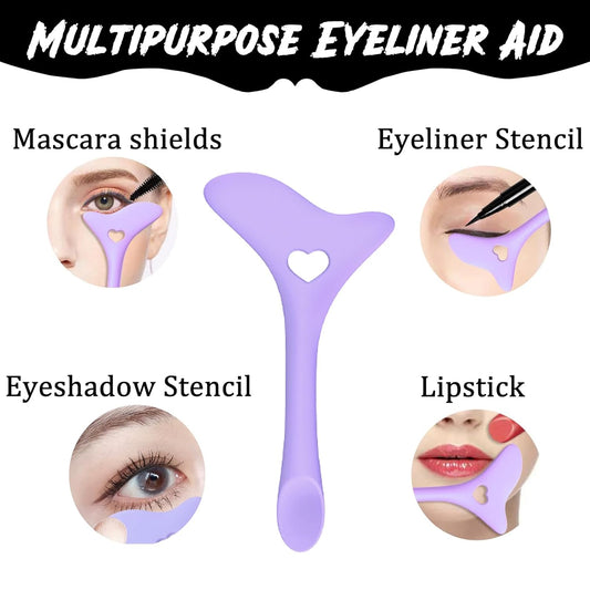 SHANPIN Eyeliner Stencils, Silicone Winged Tip Eyeliner Aid Eyeshadow Multifunctional Eye Makeup Tool Kit Quick Stencil Aid Eyeliner Molds Eyeliner Stencil Pads(Purple)