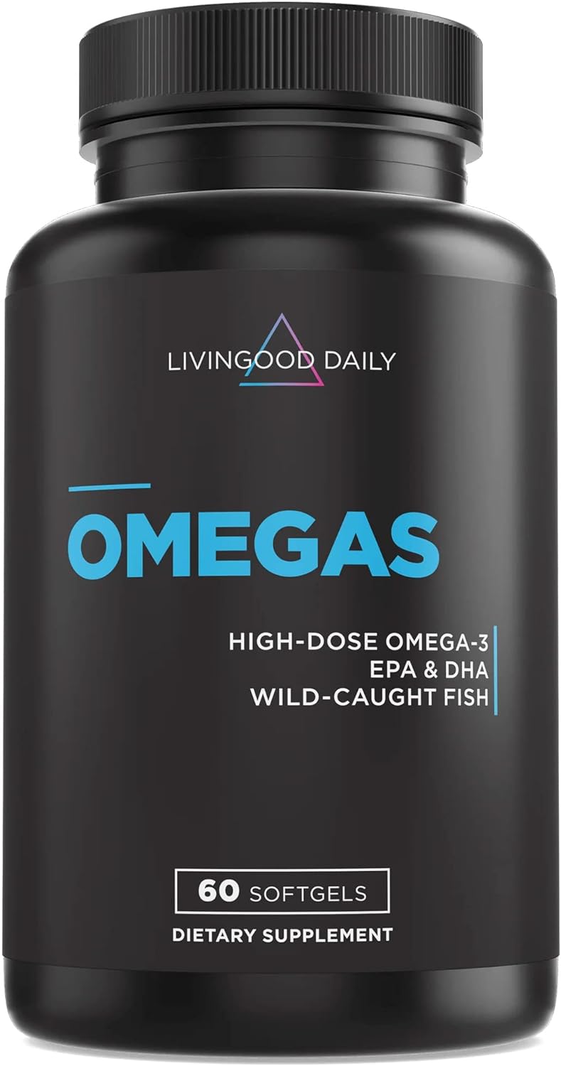 Livingood Daily Omegas - Omega 3 Fish Oil Supplements with EPA & DHA - 750mg per Serving - Joint, Brain, Digestive, and