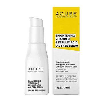 ACURE Brightening Vitamin C & Ferulic Acid Serum | Oil Free | 100% Vegan | For Brighter Appearance | Shine Bright With Pineapple Extract & Matcha Tea | All Skin Types | 1   (packaging may vary)