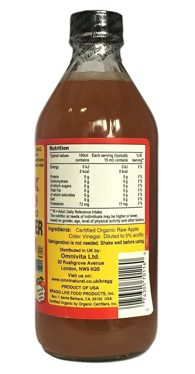 Bragg Organic Raw Apple Cider Vinegar, 16 Fl Oz (Pack of 1)