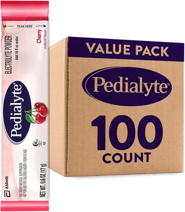 Pedialyte Electrolyte Powder Packets, Cherry, Hydration Drink, 100 Sin