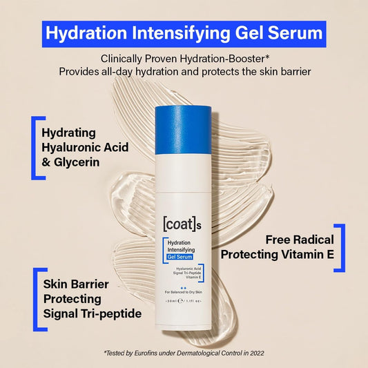 Coats Hydration Intensifying Gel Serum with Hyaluronic Acid + Signal Tri-Peptide. Skin Barrier Protecting Face Serum for Women and Men, Hydrating Facial Serum Skin Care. Combination to Dry Skin (30)