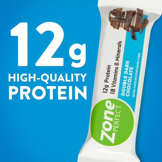 ZonePerfect Protein Bars, 12g Protein, 18 Vitamins & Minerals, Nutritious Snack Bar, Double Dark Chocolate, 20 Bars