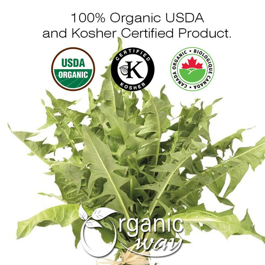 Organic Way Dandelion Leaf Whole (Taraxacum officinale) | Herbal Tea - European Wild-Harvest | Organic & Kosher Certified | Raw, Vegan, Non GMO & Gluten Free | USDA Certified | Origin - Albania