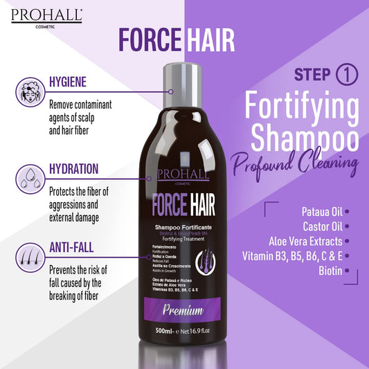 Prohall Cosmetic Force Hair Growth Shampoo - Dry Damaged Hair Shampoo for Thinning hair & Hair Loss for Women & Men - Hair Thickening Shampoo Fast Hair growth (16.9 .) (Shampoo)