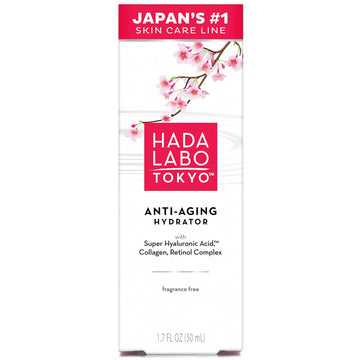 Hada Labo Tokyo Anti-Aging Hydrator 1.7 .  - with Super Hyaluronic Acid, Collagen and Retinol Complex - lightweight anti aging serum helps increase firmness and elasticity, fragrance free