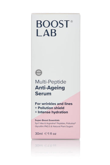 BOOST LAB Multi-Peptide Anti Ageing Serum - For Mens & Women - Reduce Wrinkle & Facial Lines - Provides Deep and Long-Term Hydration - Paraben Free, Sulphate Free, Fragrance Free - 30  (1  )