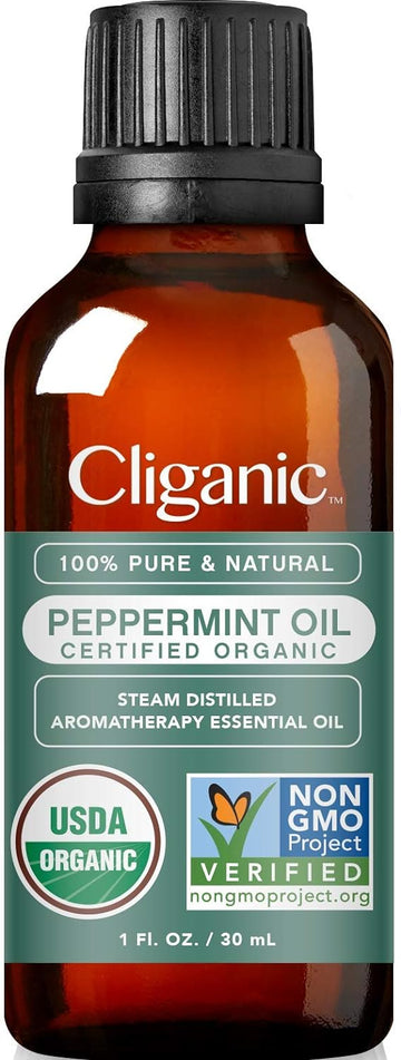 Cliganic USDA Organic Peppermint Essential Oil, 1oz - 100% P