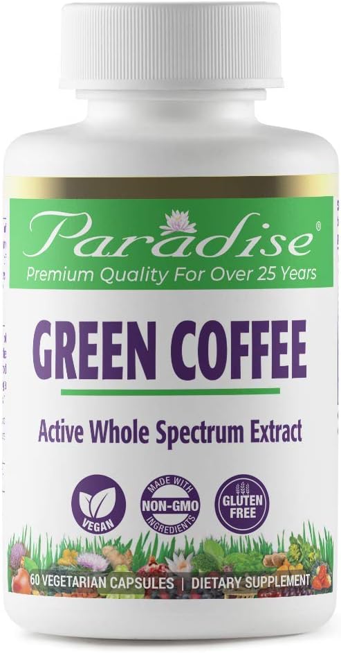 Paradise Herbs Green Coffee Bean, Vegan, Gluten Free, Non GMO, Active