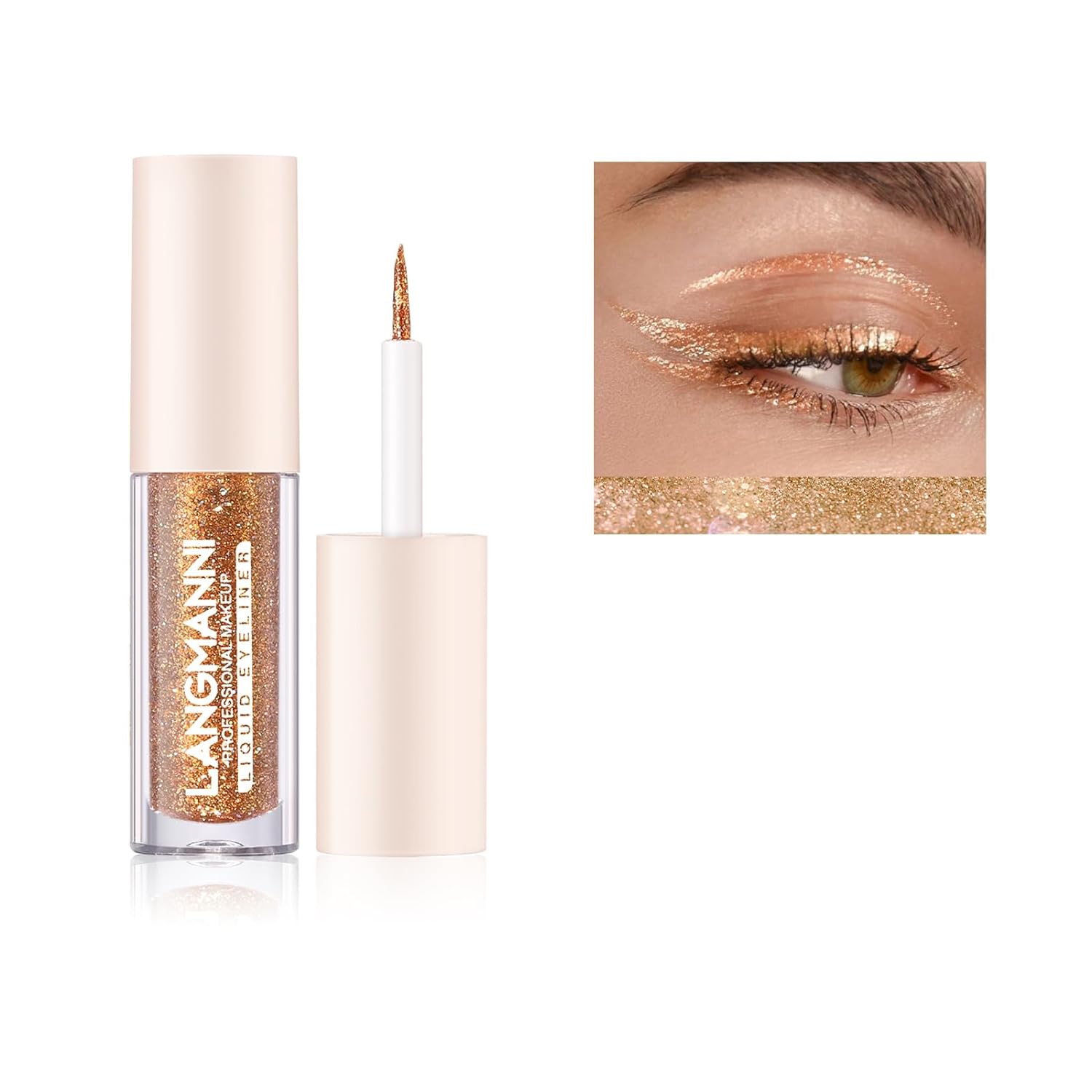 Quxunzzz Liquid Glitter Eyeshadow,Liquid Glitter Eyeliner Metallic Glitter Shimmer Eye Looks Waterproof Long Lasting Quick-Drying (Galaxy 08#)