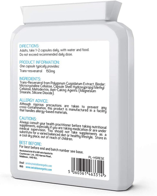Ultra-Resveratrol 150Mg 90 Capsules - High Strength 150Mg Trans Resver50 Grams