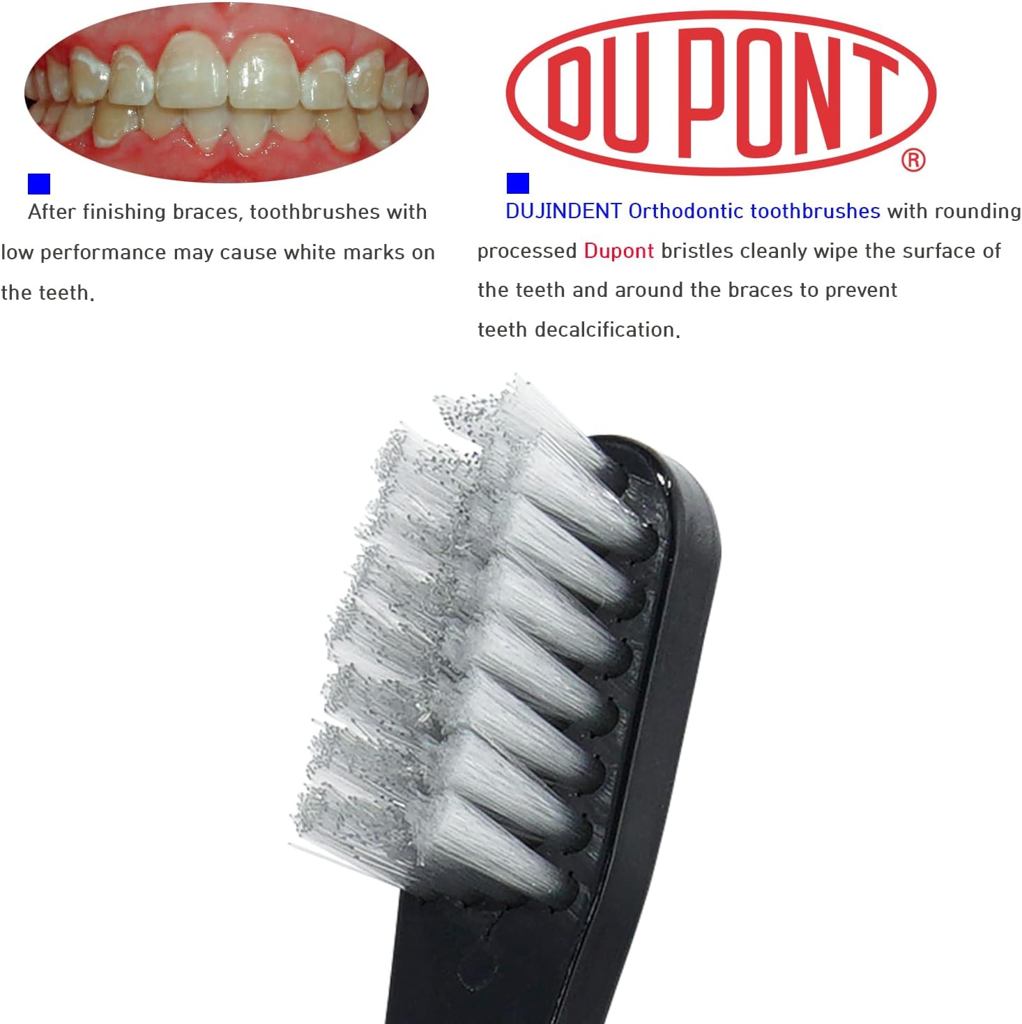 DUJINDENT Orthodontic Toothbrush for Braces [4 Packs] V Trim