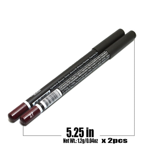 She Makeup 2pcs x WP27 BURGUNDY WaterProof Eye & Lip Liner Pencil Eyeliner Lipliner 0.04  / 1.2g + Zipper Bag