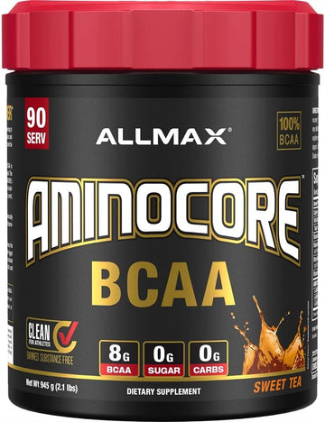 ALLMAX AMINOCORE BCAA, Sweet Tea - 945 g Powder - 8.18 Grams of BCAAs