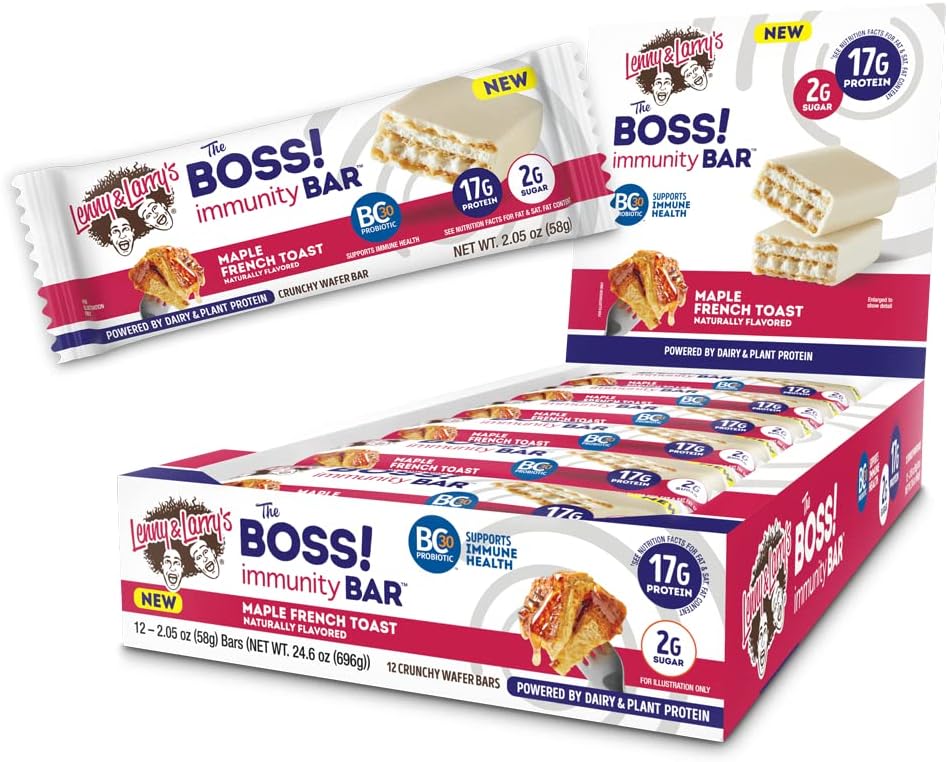 Lenny & Larry'S The Boss Immunity Bar, Maple French Toast, 17G Dairy &1.52 Pounds