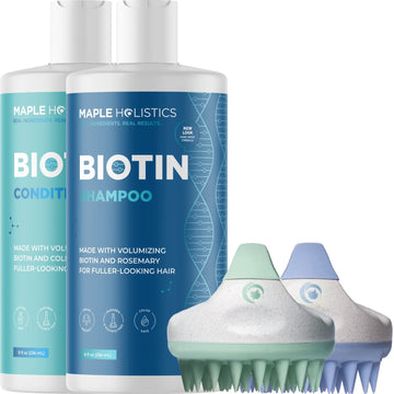 Biotin Shampoo and Conditioner with Scrubbers - Hair Shampoo Brush and Scalp Exfoliators with Volumizing Shampoo and Conditioner Set made with Rosemary Essential Oil and Biotin for Thinning Hair 8