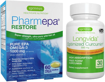 Pharmepa Restore & Longvida Lipidated Curcumin 500mg Bundle,