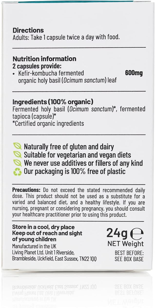 Living Nutrition Organic Fermented Holy Basil Food Supplement

